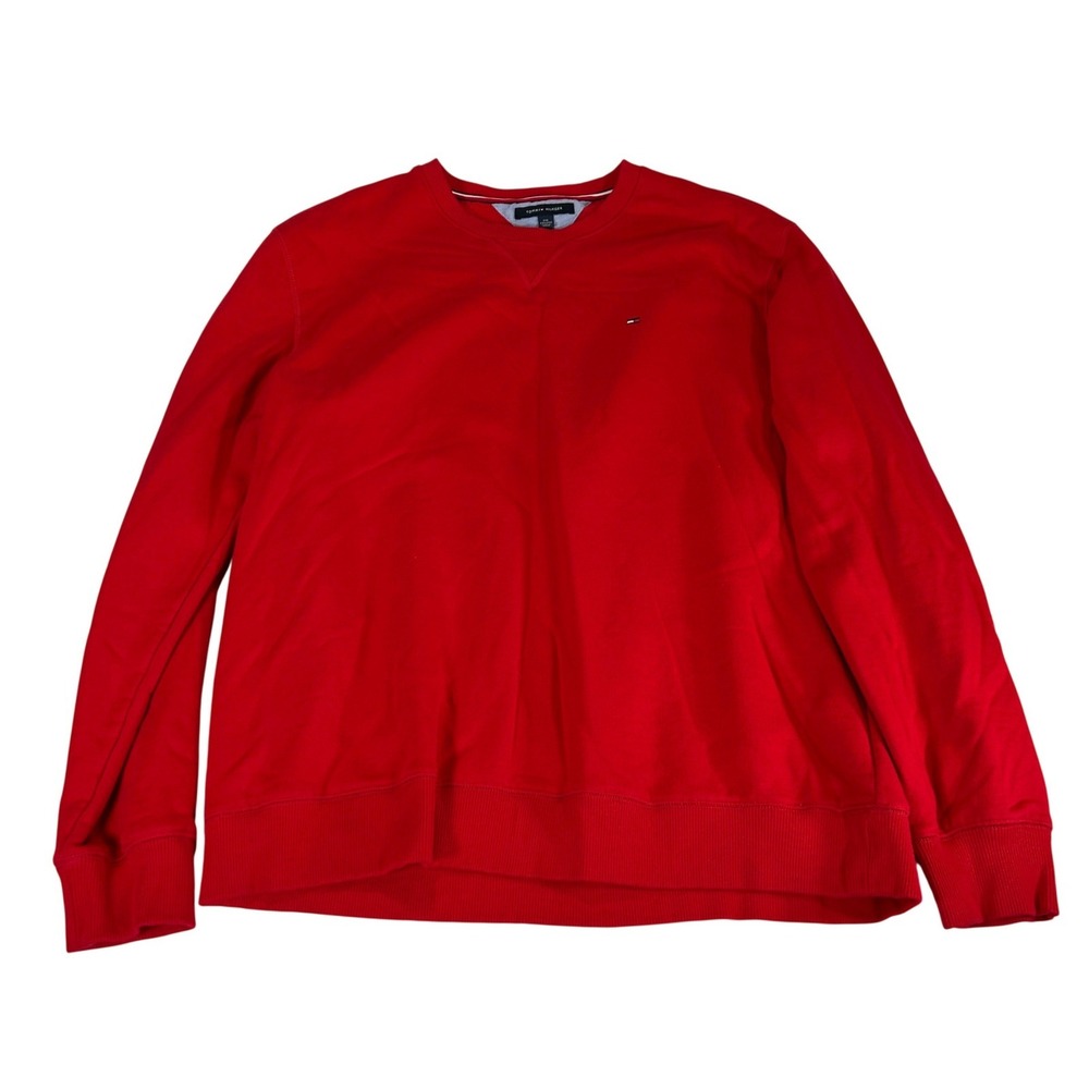 Tommy Hilfiger Mens XXL Red Fleece Crewneck Sweatshirt‎ Embroidered Logo 78J3810